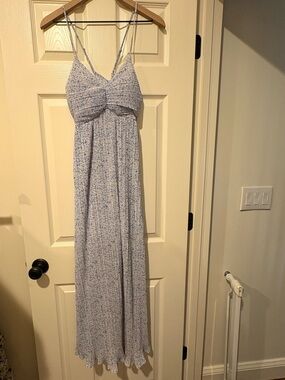 A New Day Light Blue Floral Maxi Sundress with Spaghetti Straps